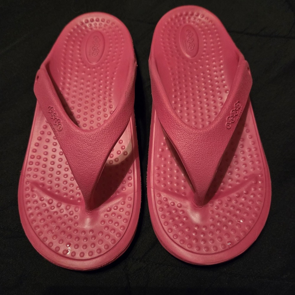 Crocs Sandals Womens Size 8 Pink Jibbitz Flip Flop Thong Comfort Beach Pool‎